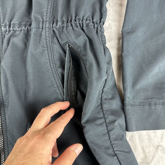 Prana Lightweight Jacket Women's M Dark Gray Pockets Outdoors Hidden Hood (0977) - Picture 4 of 14